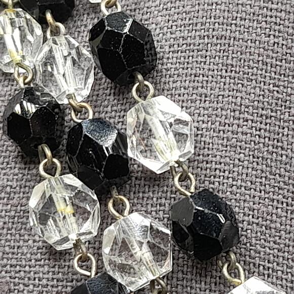 Art Deco Black Clear Crystal Necklace 53in Flapper Glass Beads 1930s main image 11